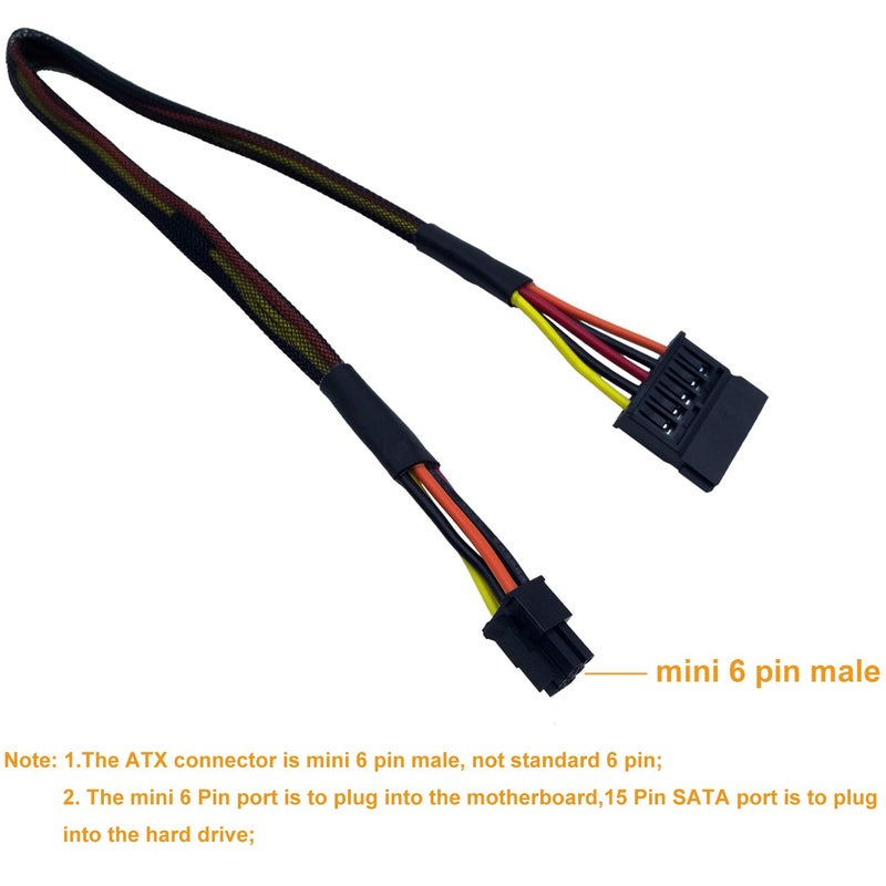COMeap SATA Power Cable for Dell Inspiron 3653 3650 Series, SATA 15 Pin to Mini 6 Pin ATX Adapter Compatible Part No. GP2JM 15-inch(38cm) (Pack of 2) - Image 4